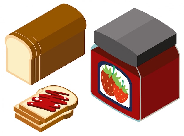 Free Vector 3d design for strawberry jam and bread