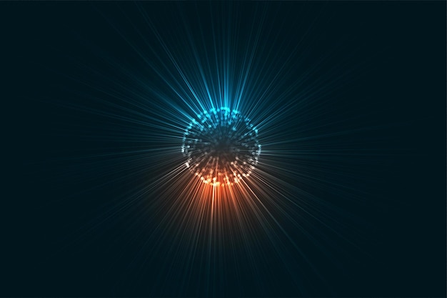 3d digital sphere with glowing light streak background