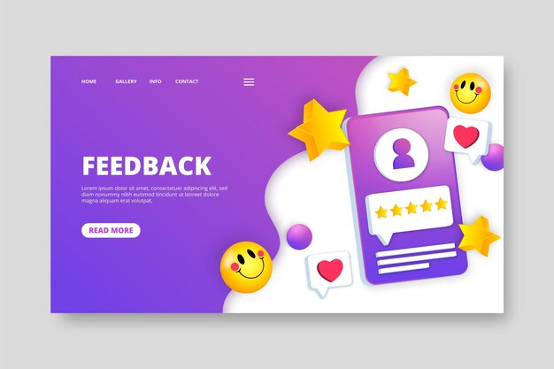 3d feedback landing page template