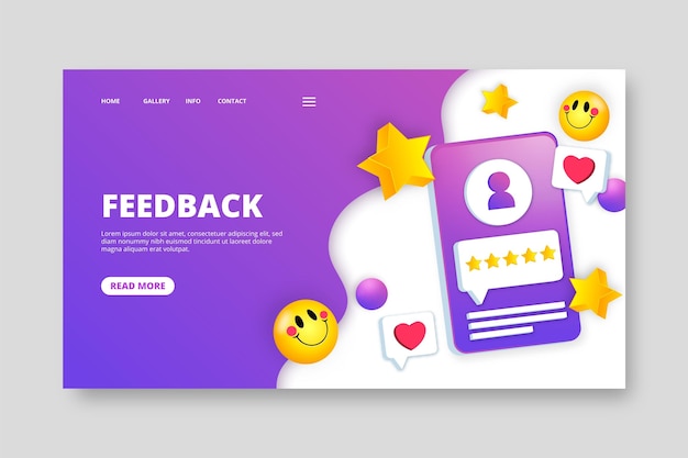 3d feedback landing page template