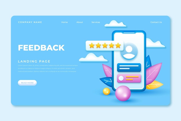 3d feedback landing page template