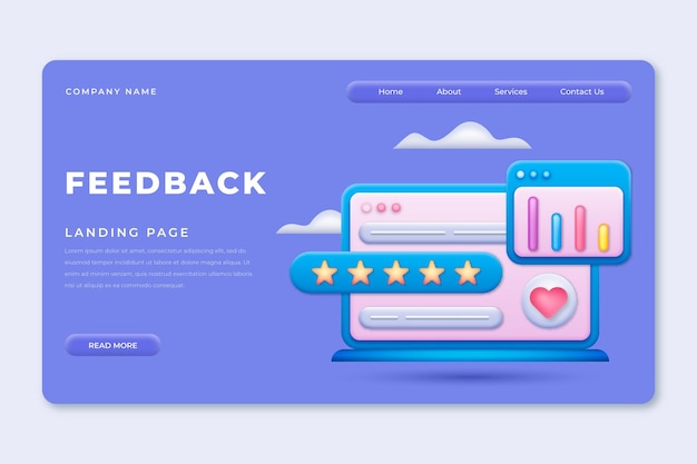 3d feedback landing page template