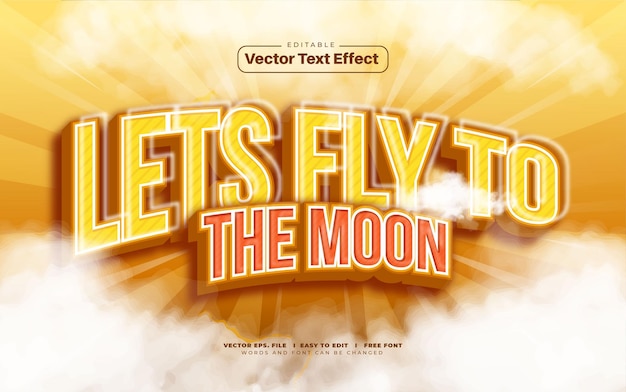 3D Fly to the Moon Vector Text Effect