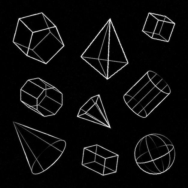 Free Vector 3d geometric shape set vector