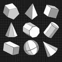 Free vector 3d geometric shape set