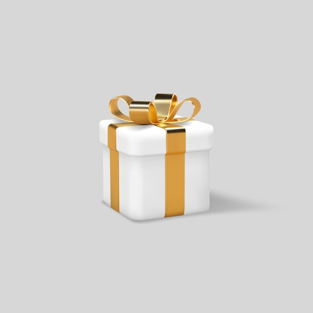 Free Vector 3d gift box wrapped golden ribbon