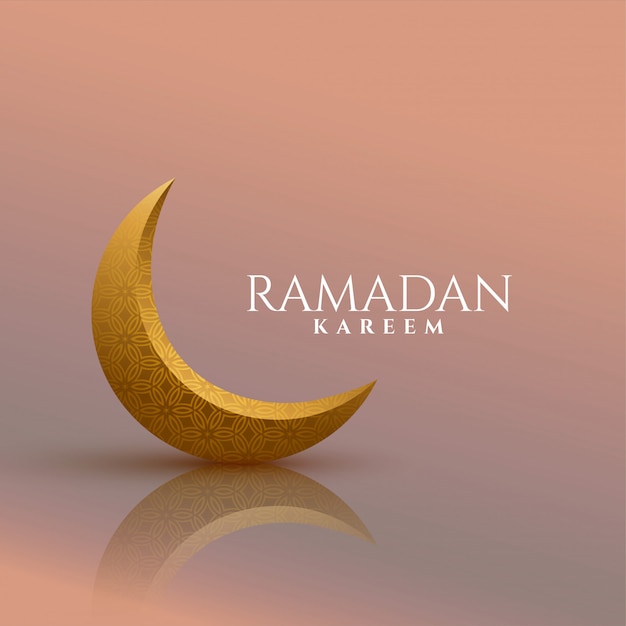 3d golden moon ramadan kareem background