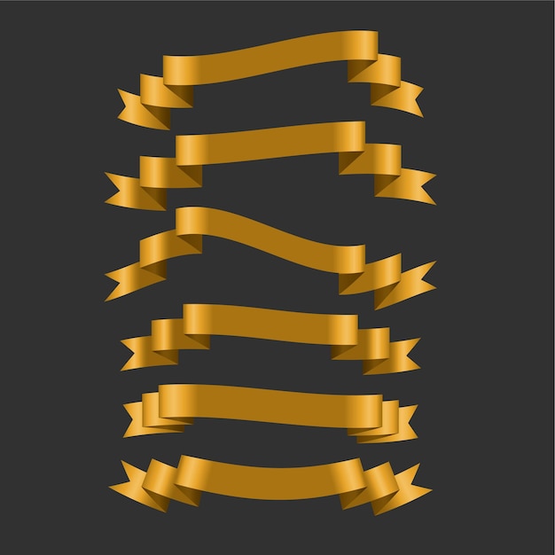 Free Vector 3d golden ribbons set of six