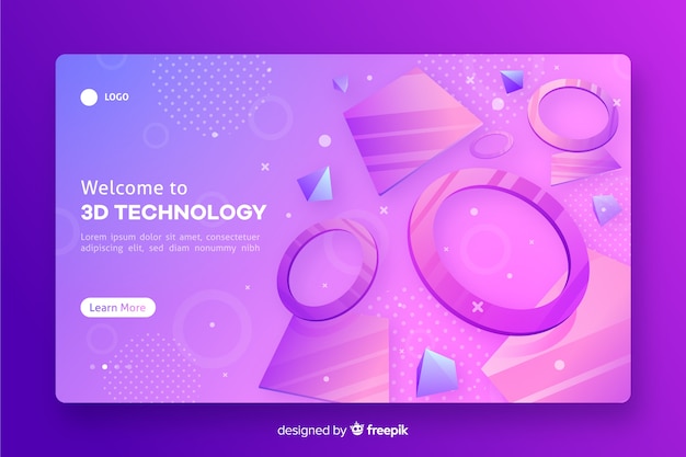 3d gradient geometric landing page template