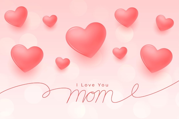 3d hearts mothers day love card design