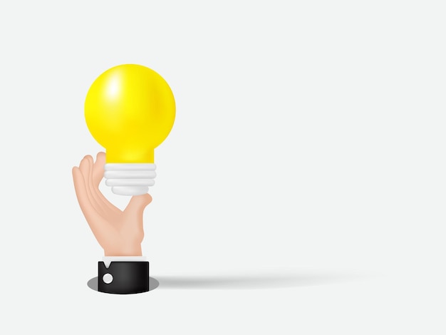 Free vector 3d idea of businessman make money with lamp on hand holding in background