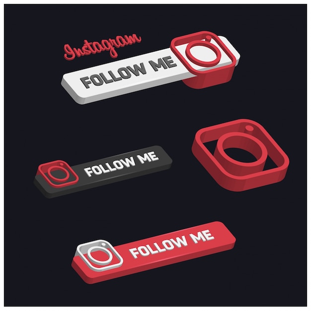 Free Vector 3d instagram follow me buttons