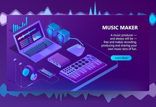 Free Vector 3d isometric site for music making