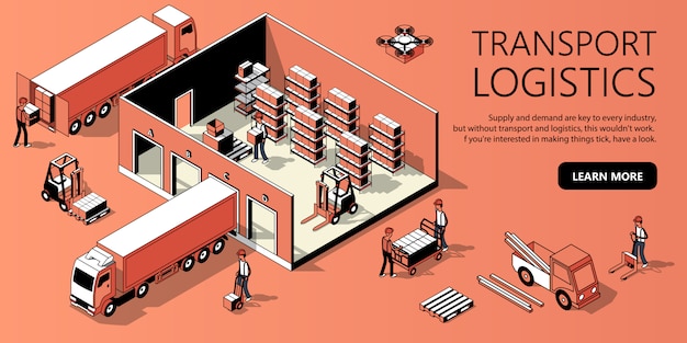 3d isometric site template - transport logistics