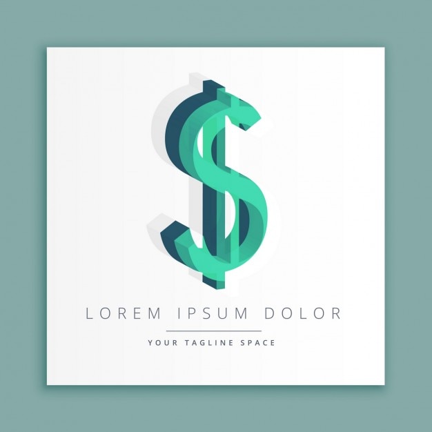 Free Vector 3d logo with dollar symbol