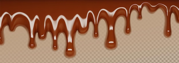 Free Vector 3d melt chocolate drip brown liquid syrup flow