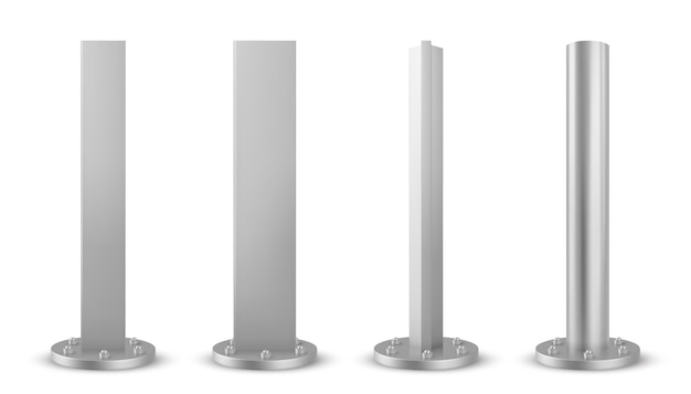 Free vector 3d metal pole base of different shape