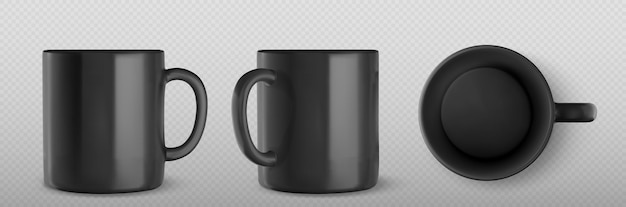 Free Vector 3d mockup of black mug for tea or coffee