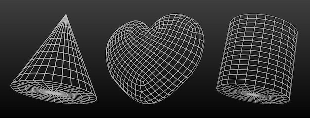 3d outline wireframe geometric shapes