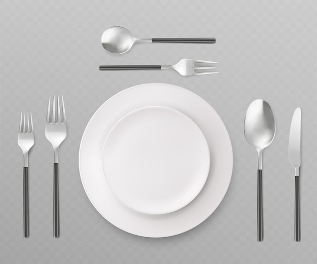 Free Vector 3d plate with cutlery top view