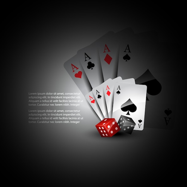 3d playing cards and dices