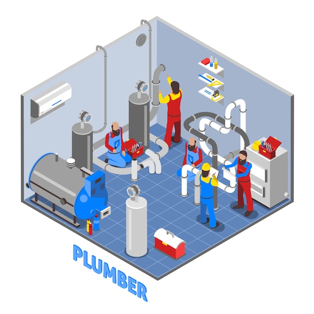 3d Plumber People Composition