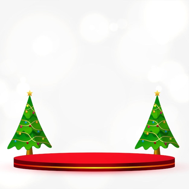 Free Vector 3d podium design with isolated xmas tree for merry christmas vector illustration