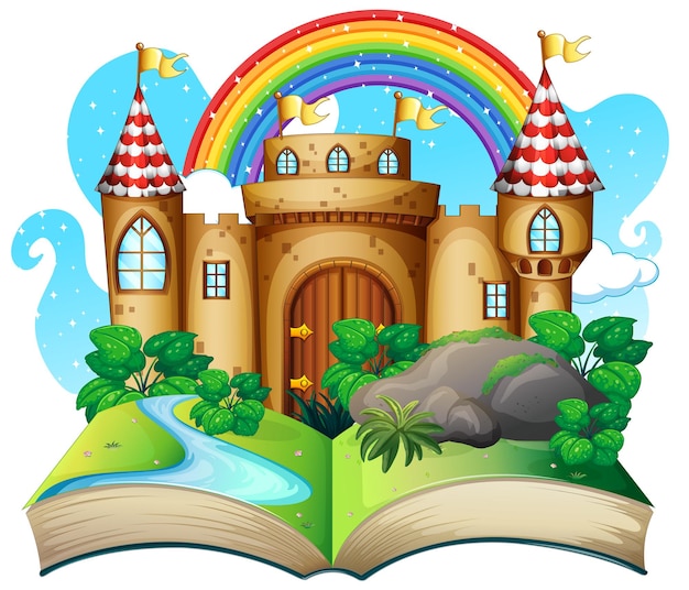 Free Vector 3d pop up book with castle fairy tale theme