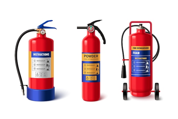 Free Vector 3d realistic fire extinguisher isolated vector