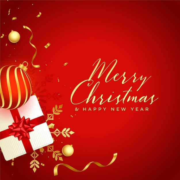 3d realistic merry christmas red background design