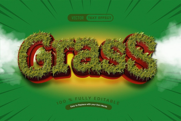 Free vector 3d realitsic grass editable text effect