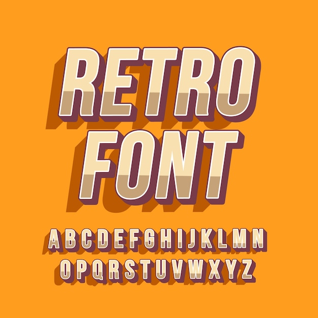 3d retro alphabet collection