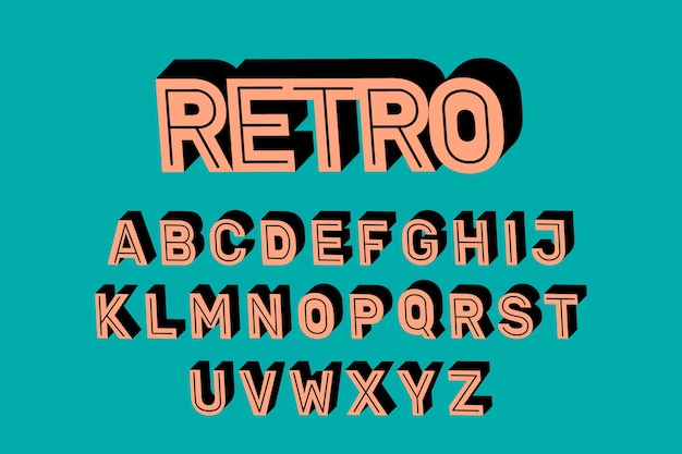 Free Vector 3d retro alphabet design