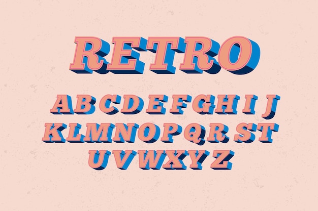 3d retro alphabetical style