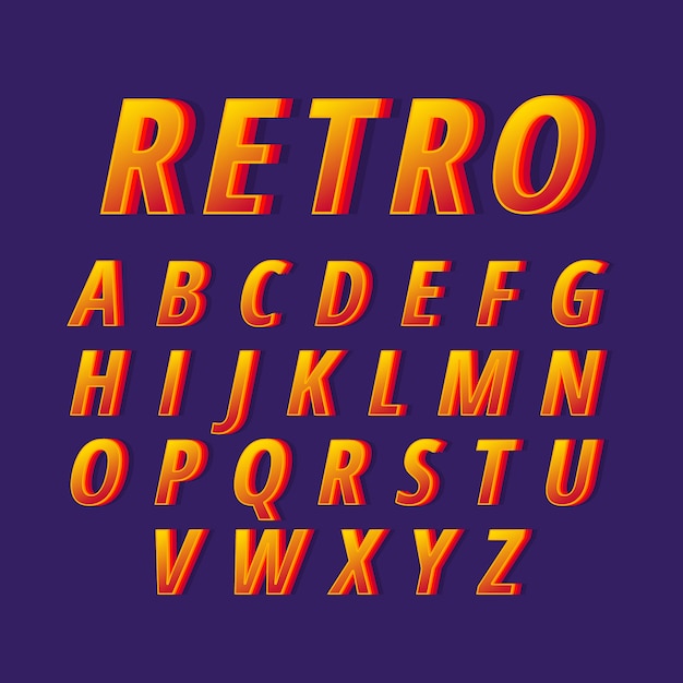 3d retro design for alphabet