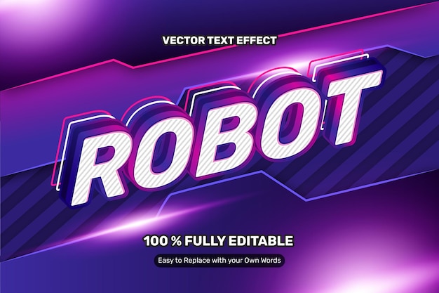 Free Vector 3d robot purple vector text effect