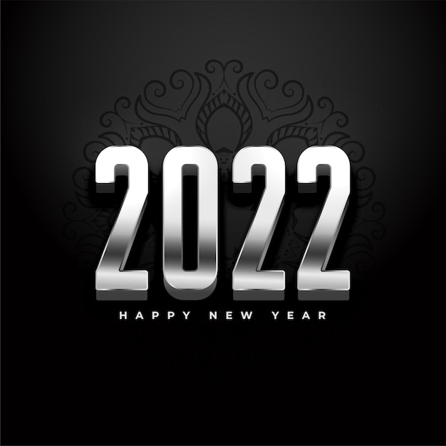 3d silver 2022 new year text effect on black background