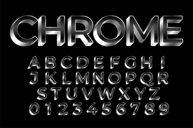 Free Vector 3d silver shiny text effect set