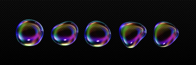 3D soap bubbles set on transparent background