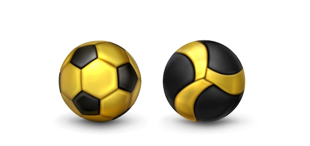 Free vector 3d soccer ball golden and black sport icon vector