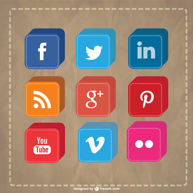 Free Vector 3d social media icons set