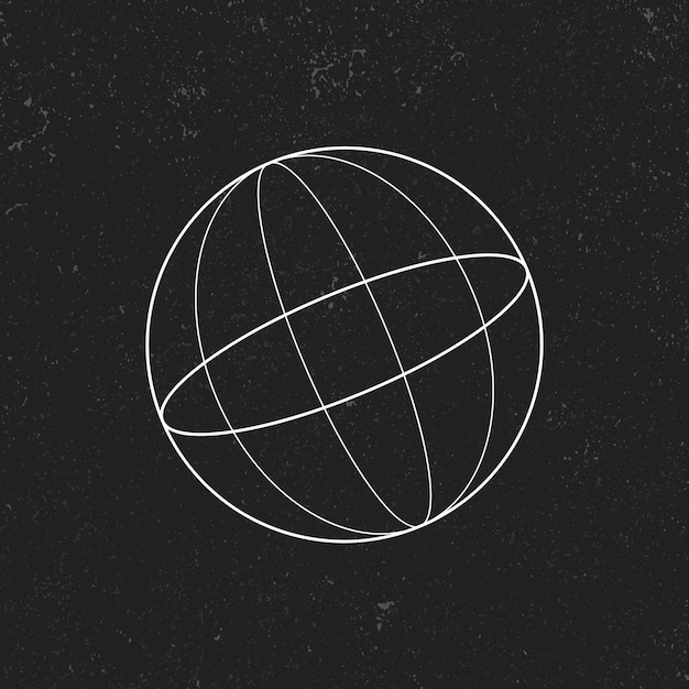 Free Vector 3d sphere outline on a black background vector