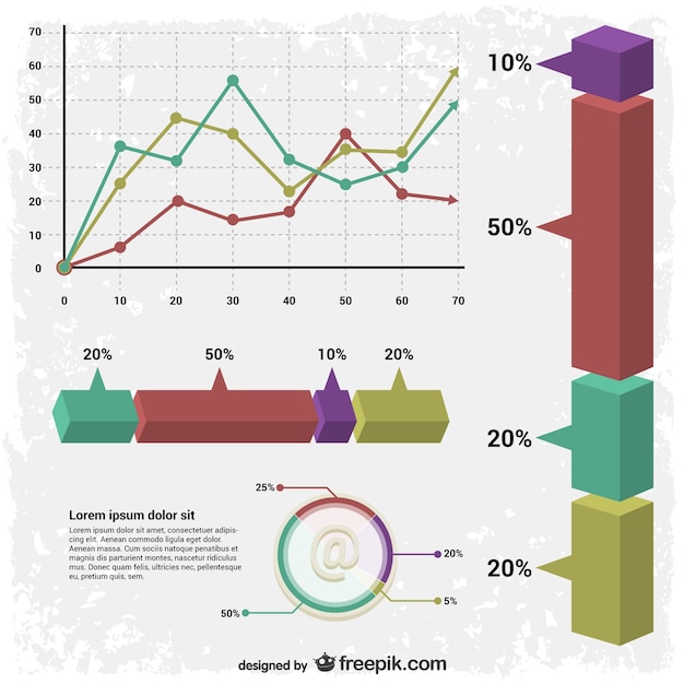 Free Vector 3d stats infographics