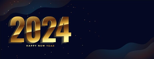 3d style 2024 golden lettering new year holiday wallpaper design vector