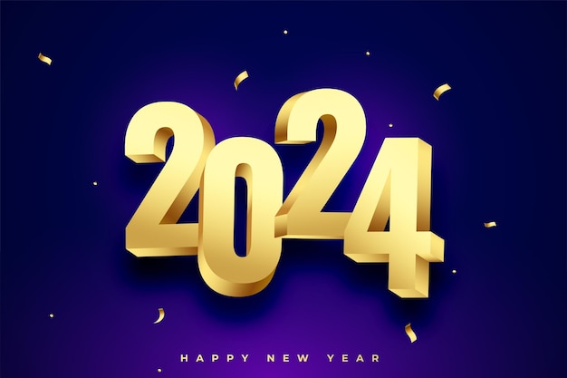 Free Vector 3d style 2024 new year eve background with golden confetti vector