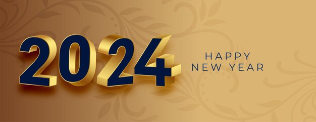 3d style 2024 new year wishes wallpaper design vector