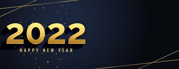 Free Vector 3d style golden 2022 new year text effect banner with lines