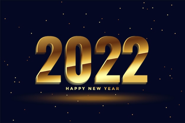 3d style new year 2022 golden shiny greeting design