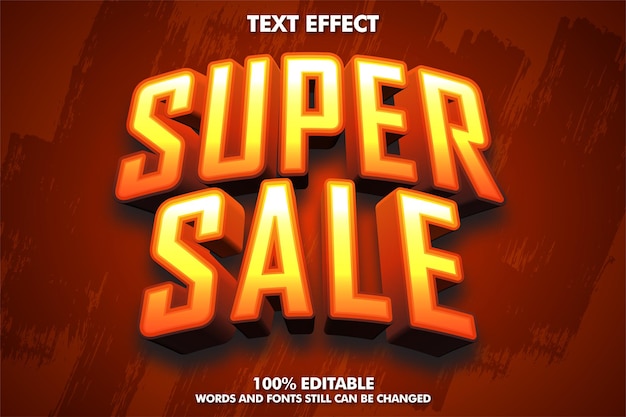 3D super sale editable sticker concept Super sale editable text