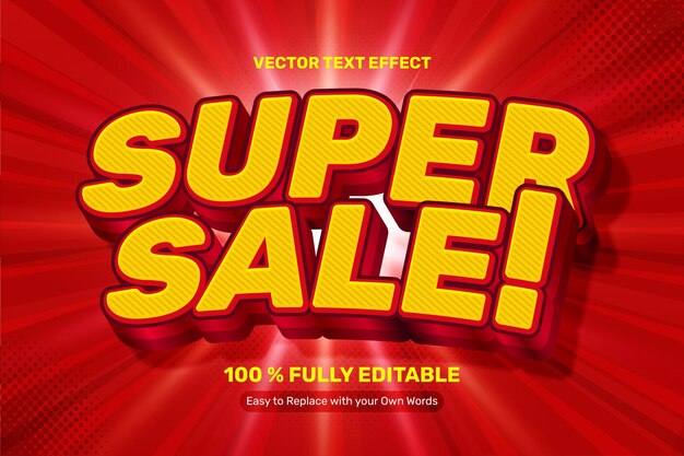 3D Super Sale Vector text Effect